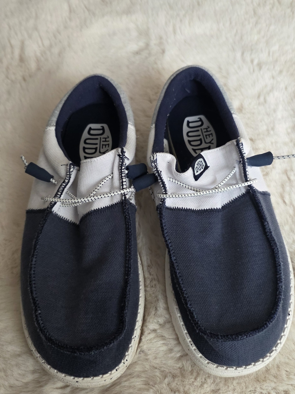 Hey Dude Men's Navy and White Slip-On Casual Boat Shoes